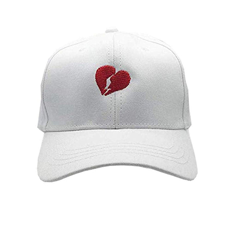 Embroidered Broken Heart Baseball Cap,Adjustable Curved Dad Hat 8 White - BeesActive Australia