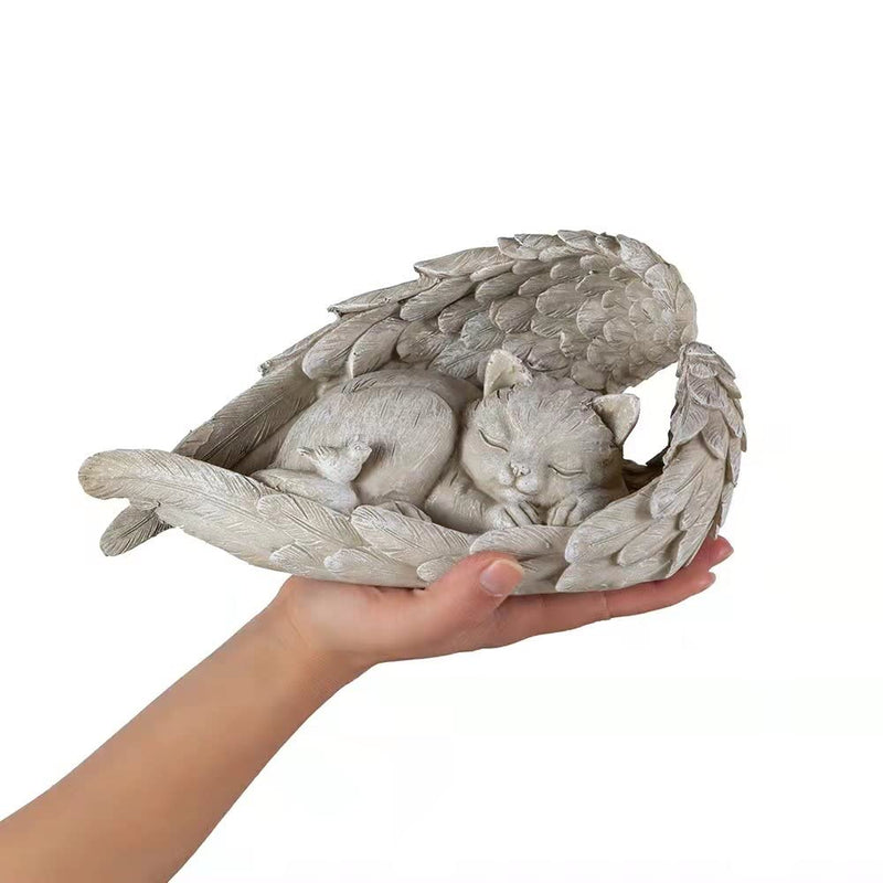 NEWDREAM:The Dog Angel Memorial Statue,Cat Angle Memorial Placed in Indoor Angel Decorations, Pet Tombstone Dogs Dog Figurines, Pet Grave Markers Dog Cat in Angel Wing Figurine lightGrey - BeesActive Australia