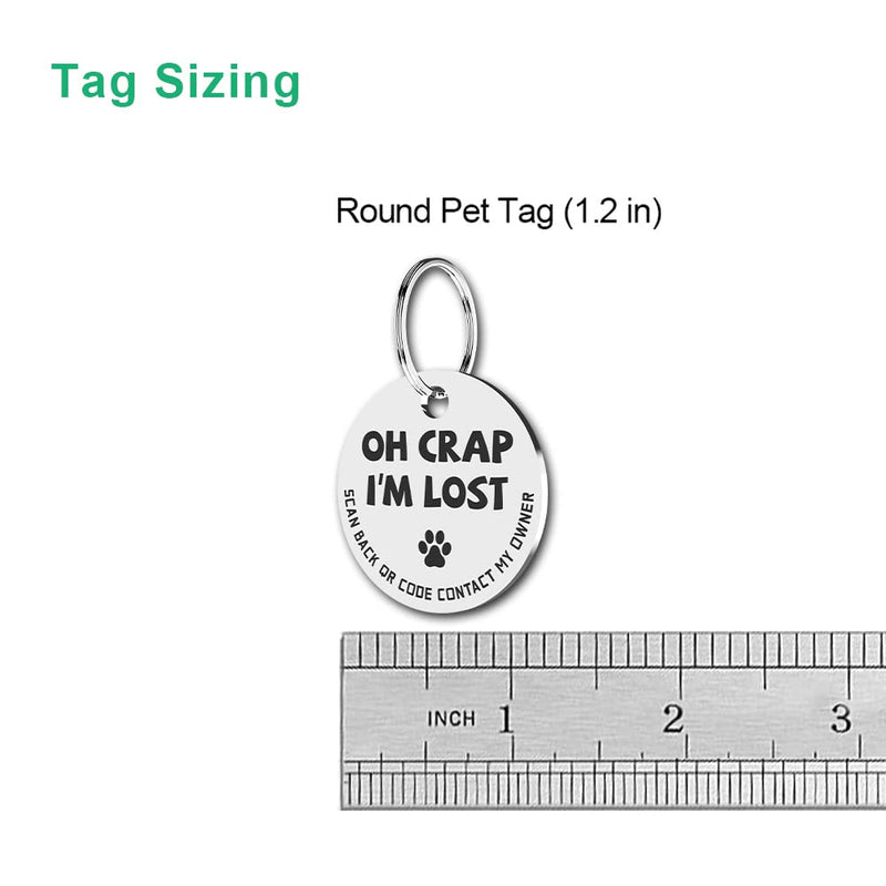 MYLUCKYTAG Stainless Steel QR Code Pet ID Tags Dog Tags - Pet Online Profile - Scan QR Receive Instant Pet Location Alert Email Im Lost,silver - BeesActive Australia