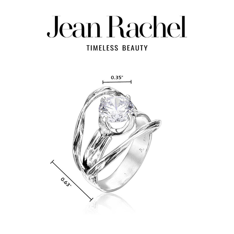 925 Sterling Silver Ring With A White Round Cubic Zirconia CZ Prong, Vintage Antique Look, Hypoallergenic, Nickel and Lead-free, Artisan Handcrafted Designer collection, Made In Israel 6 - BeesActive Australia