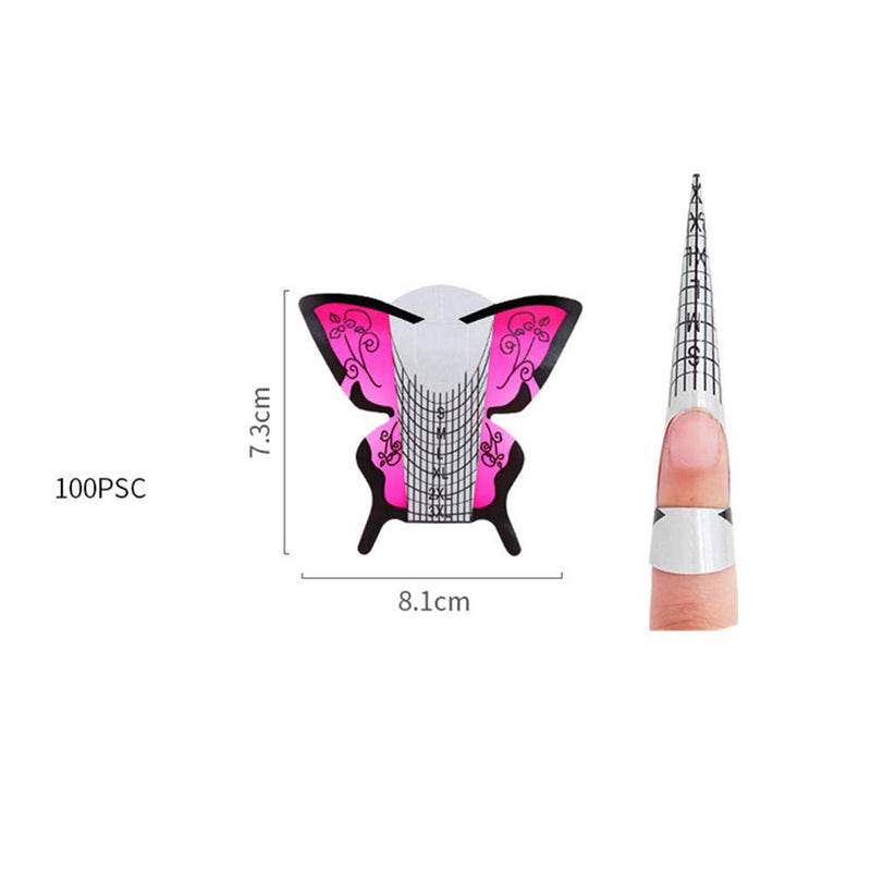 Butterfly Art Nail Extension Paper Nail Art Tips Guide Sticker French DIY Tool UV GEL Form Guide Stickers (100 Pcs) - BeesActive Australia