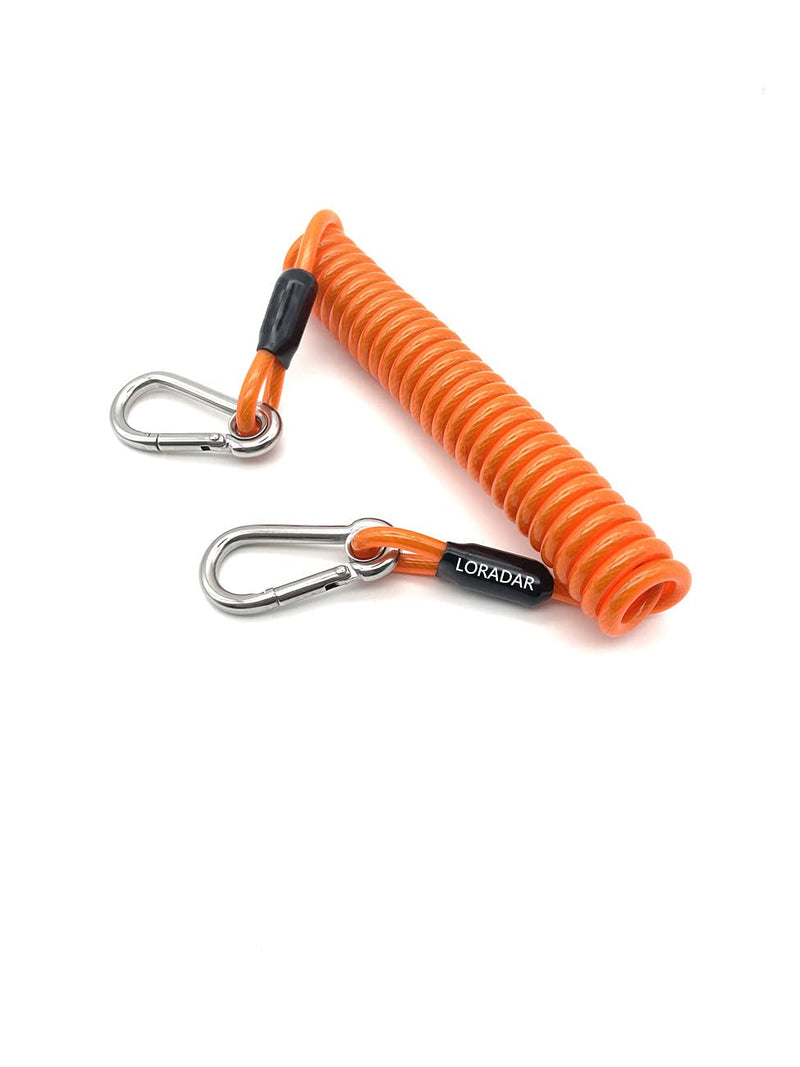 LORADAR Fishing Coiled Lanyard Stainless Steel Inside Heavy Duty Fishing Safety Rope Extension Cord Tether for Deep Sea Fishing Tools Rod Kayak Paddles Orange 6.5 Feet - BeesActive Australia