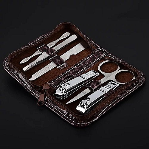 LETB Travel 6Pcs Stainless Steel Toenail&Fingernail Clippers Set with Nail File,Ear Pick Included Free Leather Case - BeesActive Australia