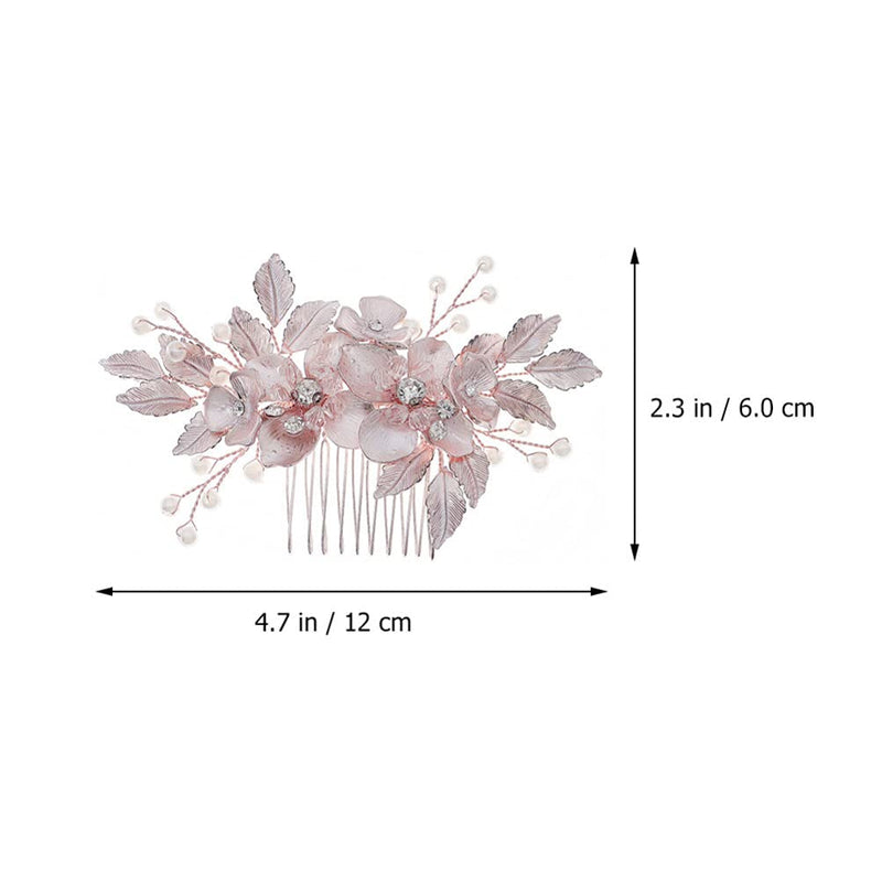 Minkissy Wedding Hair Comb, 2pc Elegant Crystal Flower Shape Side Combs Headpiece with Pearl for Women (Rose Gold) - BeesActive Australia