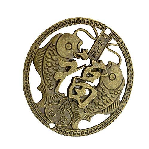 3pcs 2.4" Chinese Fortune Coins - Feng Shui Coins Double Fish W Fu Meaning: Luck -Good Luck,Fortune Success - BeesActive Australia