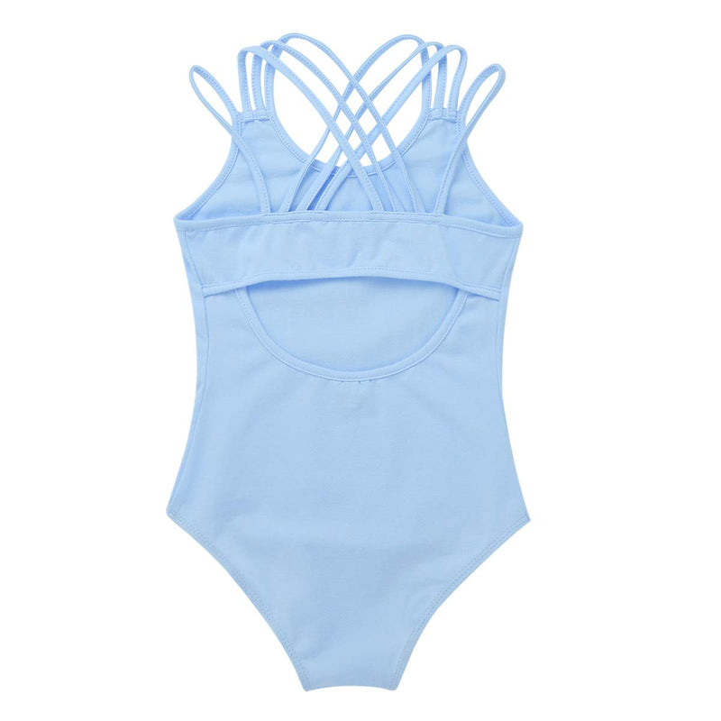 [AUSTRALIA] - ACSUSS Kids Girls Classic Tank Top Leotard Crisscross Back Ballet Gymnastics Dance Bodysuit Costume Athletic Dancewear Sky Blue 10 