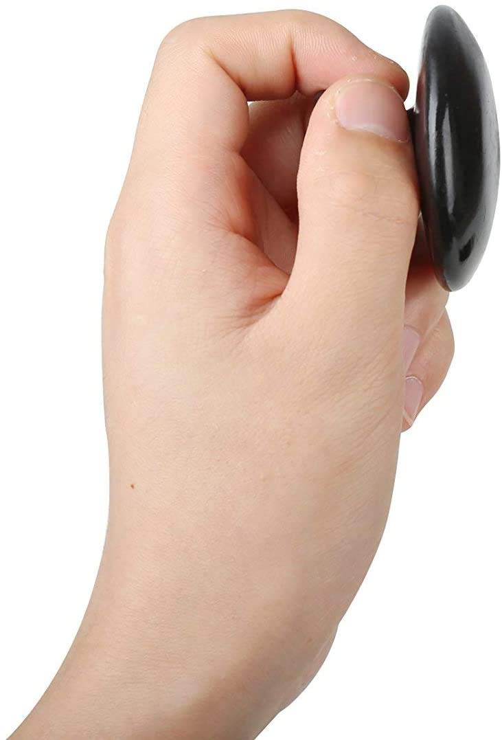 ANCLLO 2Pcs Hot Stones Mushroom Shaped Massage Stones Warmer Natural Hot Stones Tools for Body Face for Essential Massage Spa Massage Therapy Black - BeesActive Australia