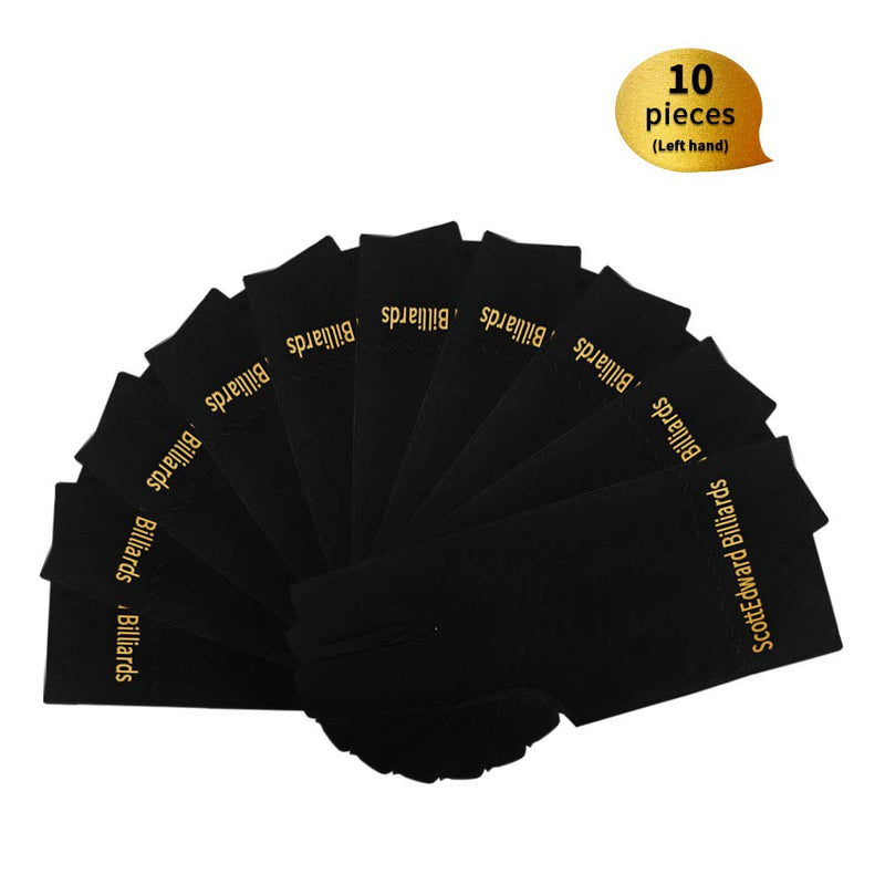 [AUSTRALIA] - Scott Edward 10pcs/Set 3 Finger Billiard Gloves Pool Cue Gloves Spandex Lycra for Left Hand/Right Hand, Men/Women,4 Colors black left golves 