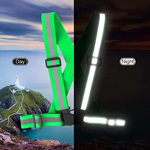 Famnosta Running Reflective Vest Gear 3 Pack, Adjustable Safety Vest High Visible Reflective Belt Straps Night Walking Vest Green,Blue,Grass Green - BeesActive Australia
