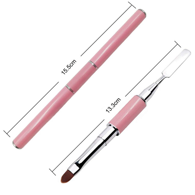 Dual-Ended Polygel Brush & Picker, Kalolary 2 in 1 Designs Polygel Nial Brushes Stainless Steel Gel Nail Tool for PolyGel UV Gel Acrylic Nails Extension(Pink) Pink - BeesActive Australia