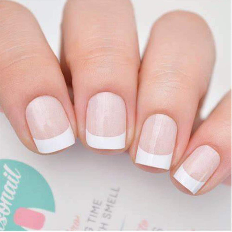 Short French Nail Tips Half Cover Vcedas 500PCS Short Style False Nail Art Tips Finger Sticker for DIY Finger Extension Nails with Box 500PCS White with Box - BeesActive Australia