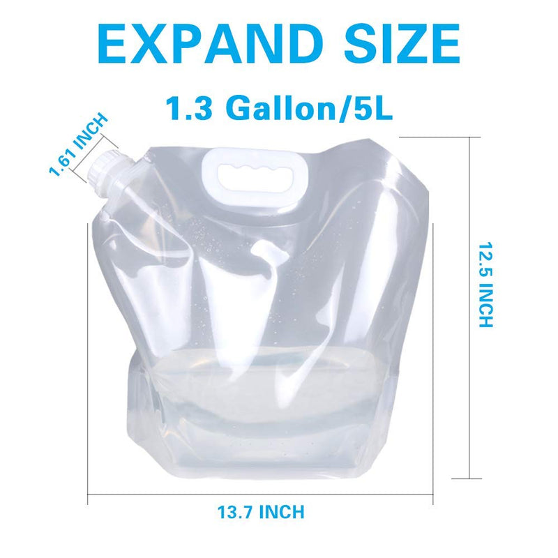 1.3 Gallon /2.6 Gallon Collapsible Water Container Bag, BPA Free Food Grade Clear Plastic Storage Jug for Sport Camping Riding Mountaineer,Freezable,Food Grade (1.3 Gal, 1-pack) 1.3 Gal/5L--1-pack - BeesActive Australia