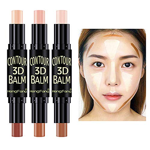 MEICOLY 6 Colors Highlight Contour Stick Double Head Facial Repair Bronzer Concealer 3D Wonder Stick 2 in 1 Body Shading Stick Foundation Cream Pen,3pcs Set - BeesActive Australia