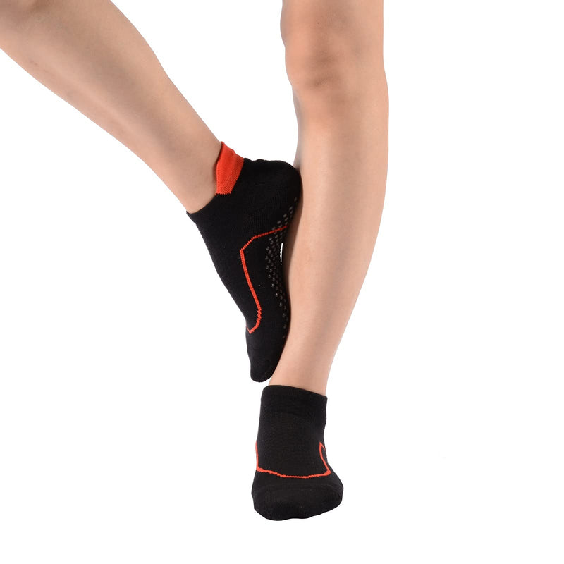 Women's Padded Anti Slip Grips Compression Low Cut Yoga Barre Pilate Socks 5-pack Black - BeesActive Australia