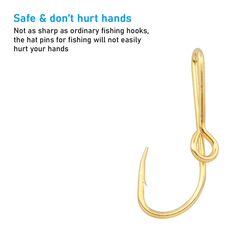Fish Hook Hat Pins WHYHKJ 4pcs Gold Fish Hook Hat Clip Fish Hooks for Hat, Fish Hook Hat Clip for Outdoor - BeesActive Australia