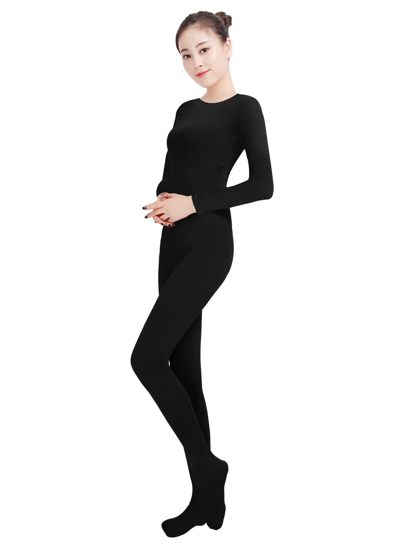 [AUSTRALIA] - Ensnovo Womens Spandex One Piece Unitard Full Bodysuit Zentai Suit Costume Black Medium 