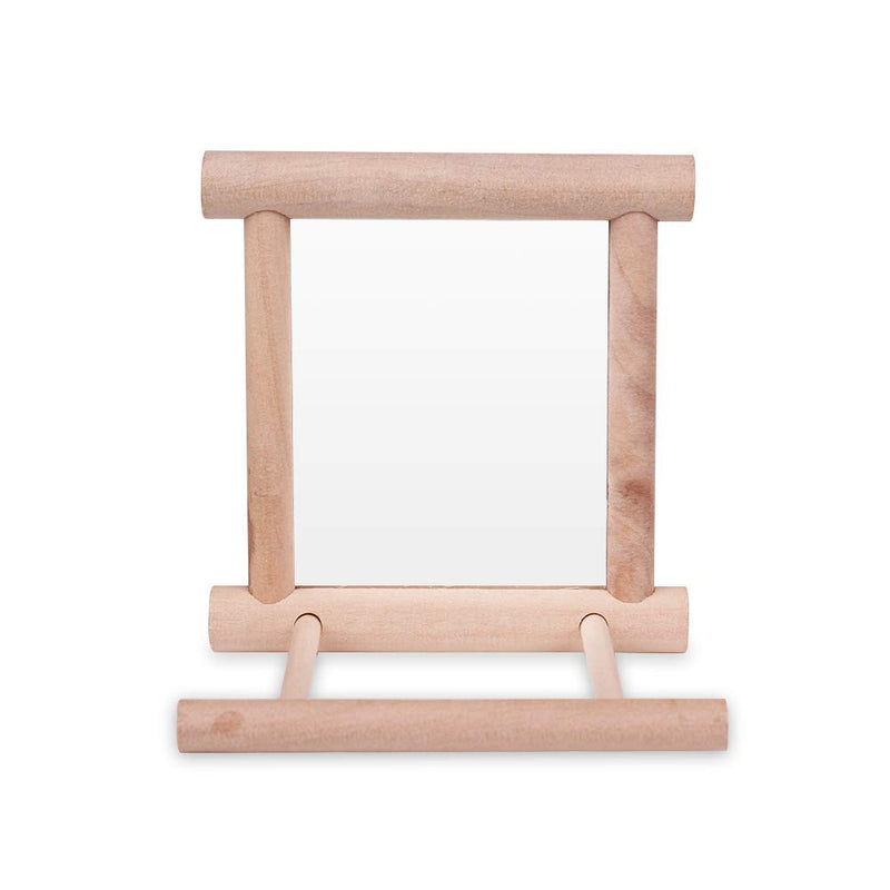 HAPPTYTOY Bird Toy for Parrot Parakeets Conures Cockatiels Cage Swing Wooden Fun Play Toy for Birds (Mirror) - BeesActive Australia