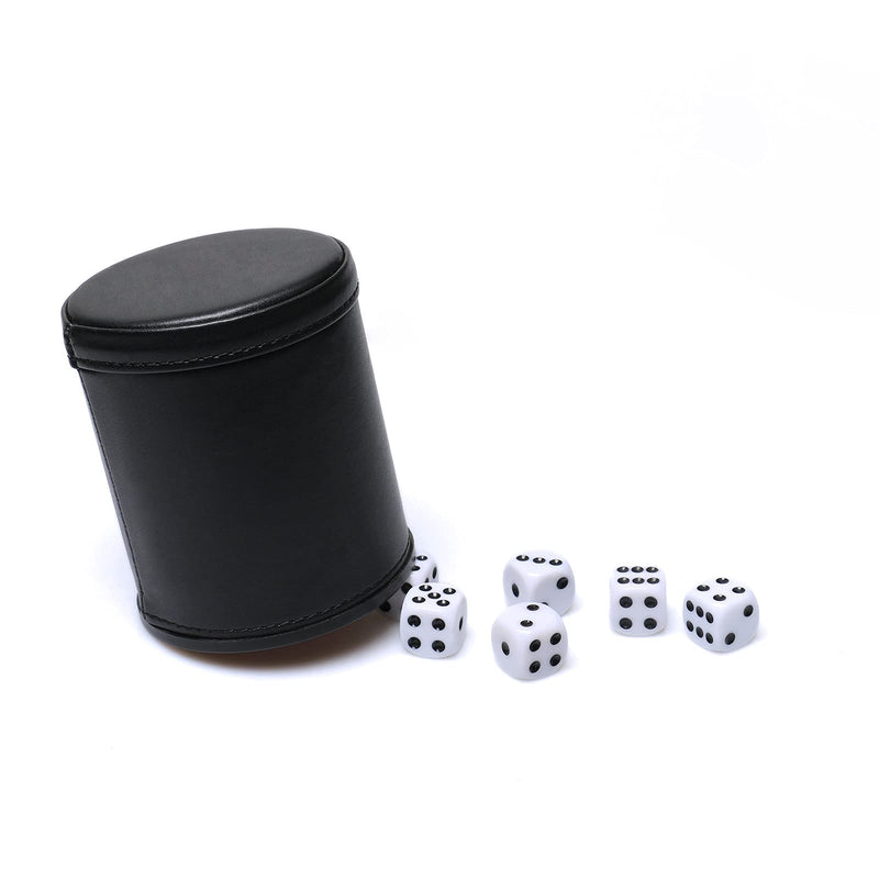 RERIVER Felt Lined PU Leather Dice Cup Set with 6 Dot Dices (Black, Pack of 1) Black - BeesActive Australia