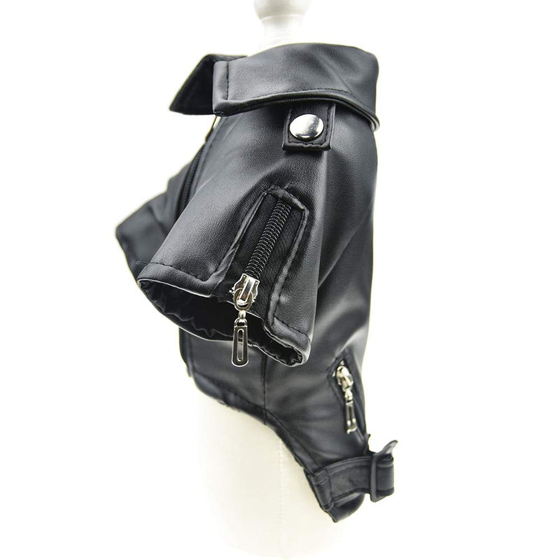 FLAdorepet Cool Dog Leather Jacket Coat Winter Warm Dog Pet Clothes for Small Dog S Black - BeesActive Australia