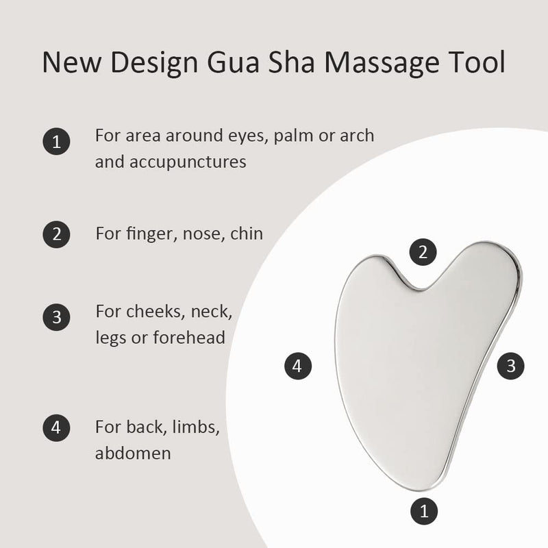 Face Massager, Metal Face Roller Gua Sha Massage Tool for Face Neck Eye Body Skin Care, Facial Roller for Women JHY-FMR-2-steel - BeesActive Australia