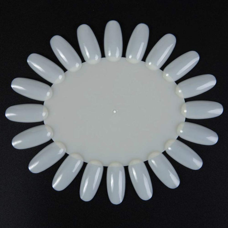 20 Pcs Beige Plastic Nail Swatches Disc Oval Shape Fake Tips Nail Polish Display Board Practice Tool - BeesActive Australia