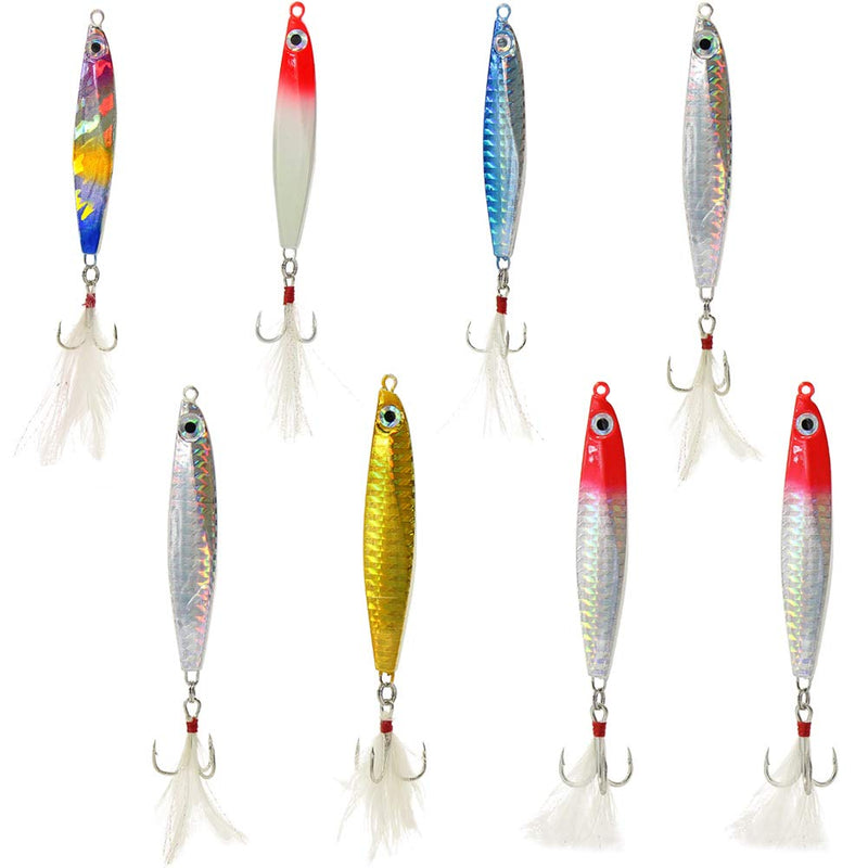 [AUSTRALIA] - Jigging Spoon Micro Spoon Jig Vertical Jigging Lures Sinking Metal Fishing Bait for Saltwater Freshwater Bass Fishing(Pack of 8) 