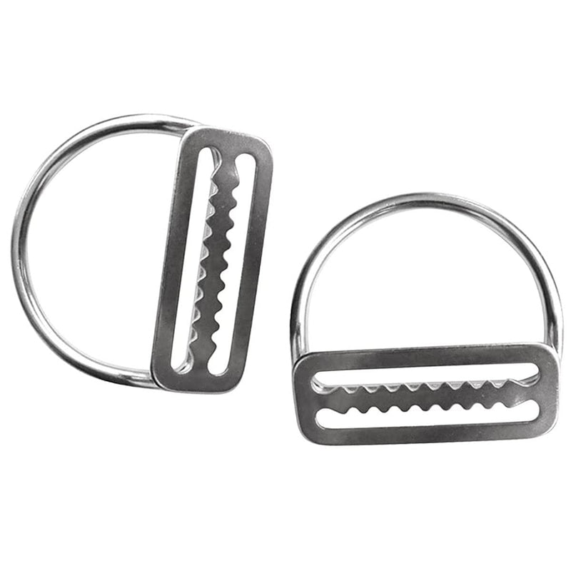 heyous 2pcs Stainless Steel 5cm/2'' Weight Belt Keeper Stopper & Bent D Ring Webbing Harness Belt Retainer Stopper Freediving BCD Accessories, Silver - BeesActive Australia