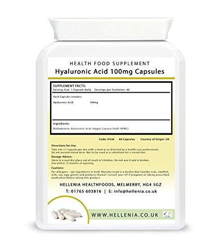 Hyaluronic Acid 100mg | Supports Healthy Connective Tissue and Joints | Natural Moisturiser for Radiant Skin | 60 Capsules | Vegan Friendly - BeesActive Australia