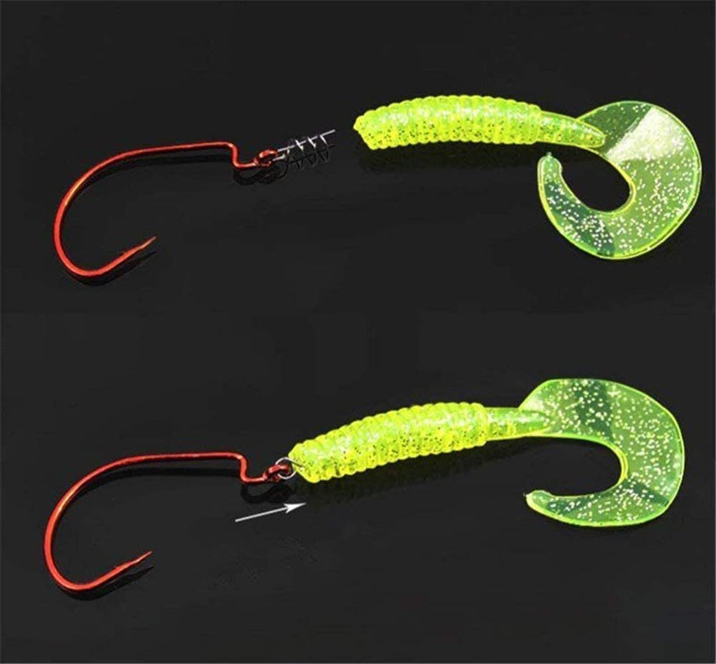 Hyamass 300Pcs 14mm 18mm 22mm Soft Lure Bait Spring Twist Lock Outdoor Fishing Crank Hook Centering Pin for Soft Lure Bait Worm Crank - BeesActive Australia