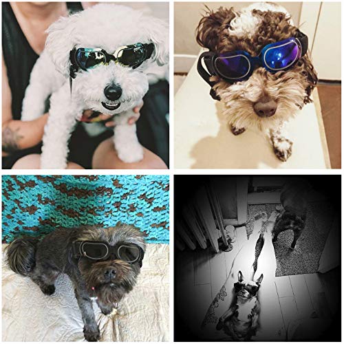 La La Pet® Pet Helmet with Dog Goggles Pet Doggie Cap Hat Dog Sunglasses Pet Eye Wear Cat UV Protection Sun Glasses for Puppy Dog Travel Skiing, Helmet Helmet M Black Goggles - BeesActive Australia