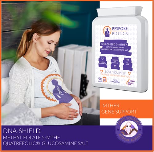 Folic Acid 600�g 90 Capsules as Quatrefolic Methyl Folate 5-MTHF Supplement - 6S-5-Methyltetrahydrofolate - Superior Bioavailable Activated Folic Acid - Healthy Pregnancy, Overcomes MTHFR UK Made - BeesActive Australia
