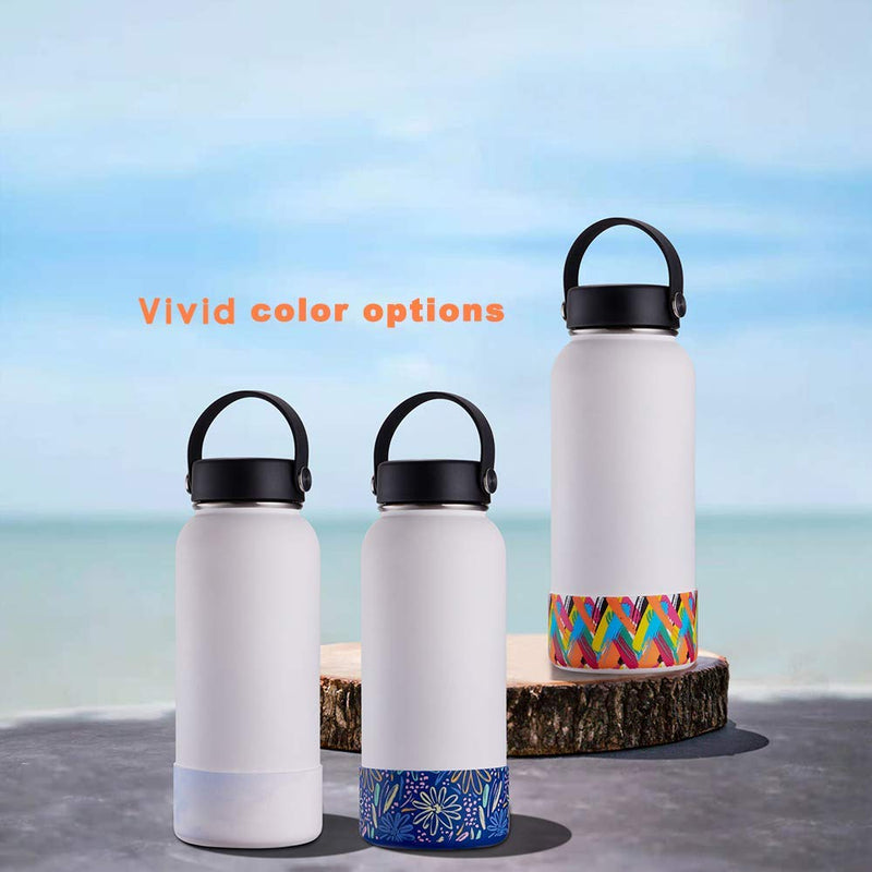 Protective Silicone Sleeve Flask Silicone Boot Base Cover Fog 12oz 21oz 24OZ Wide Mouth Water Bottle for Hydro Flask,Simple Modern,Takeya,MIRA, Iron Flask (12-24OZ, Black) 12-24OZ - BeesActive Australia