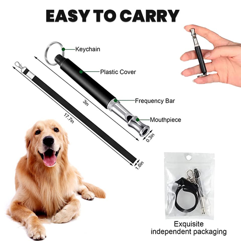 Dog Whistle, 1Pack Adjustable Dog Whistle, Recall Training, Professional Ultrasonic Silent Dog Whistle, Dog Whistle to Stop Barking Neighbors Dog, Training Tool for Dogs, with Black Strap Lanyard - BeesActive Australia