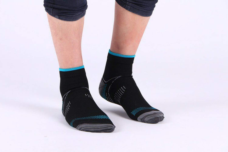 6 Pairs Johnda Compression Socks for Men and Women, Plantar Fasciitis Arch Support Foot Relieve Pain Supports Heel L-XL Black/Blue - BeesActive Australia
