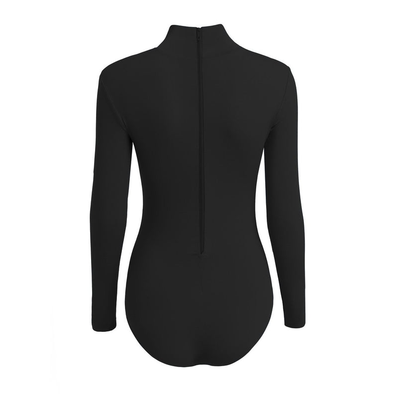 [AUSTRALIA] - SUPRNOWA Women's Turtleneck Lycra Spandex Long Sleeve Leotard X-Large Black 