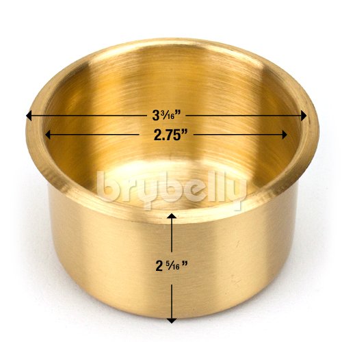 Jumbo Brass Drop-in Cup Holder for Poker and Card Tables - 2.25 Inch Tall, 3.75 Inch Diameter - Fits Water Bottles, Soda Cans, Beer Bottles, and More - BeesActive Australia