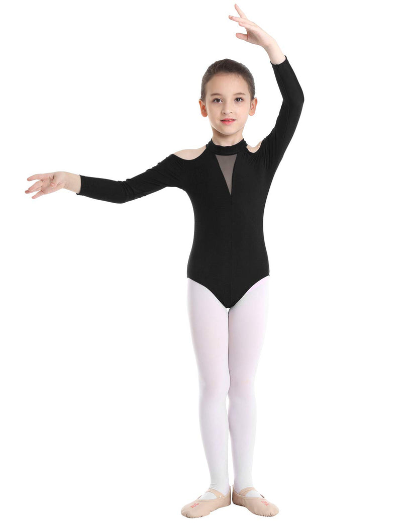 [AUSTRALIA] - moily Girls Gymnastics Ballet Leotard Off Shoulder High Neck Dance Athletic Unitard Bodysuit Jumpsuit Black 3/4 