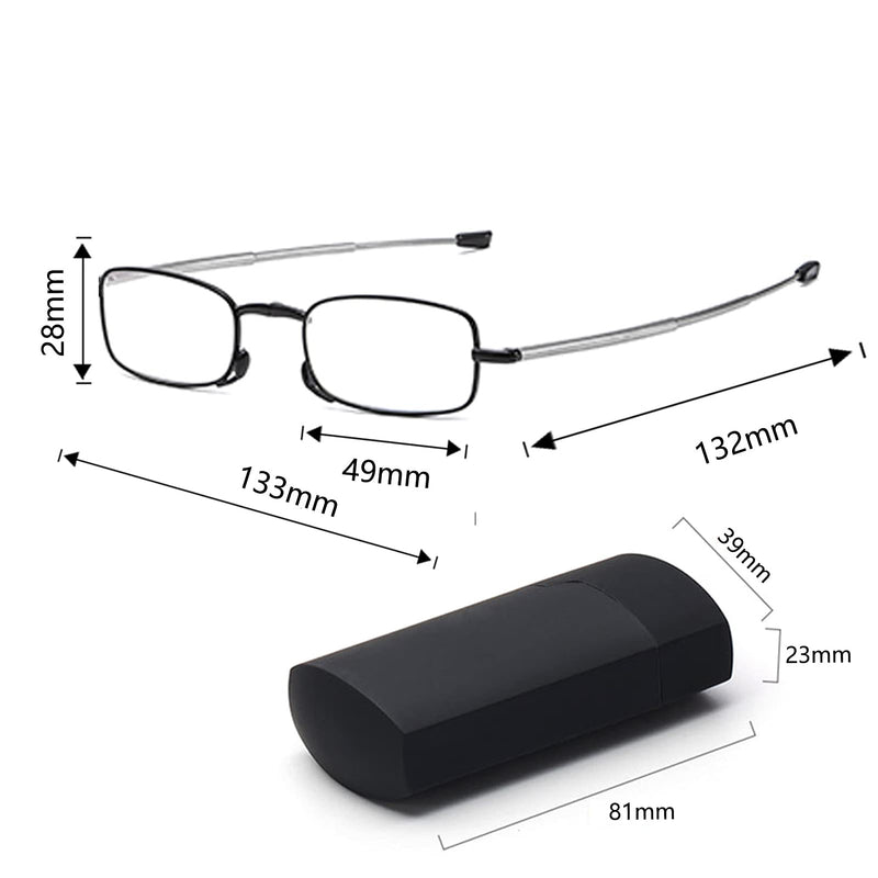 Fsread Folding Reading Glasses Compact Small Portable Blue Light Blocking Reader Spring Hinge Black 2 Black 1.75 x - BeesActive Australia