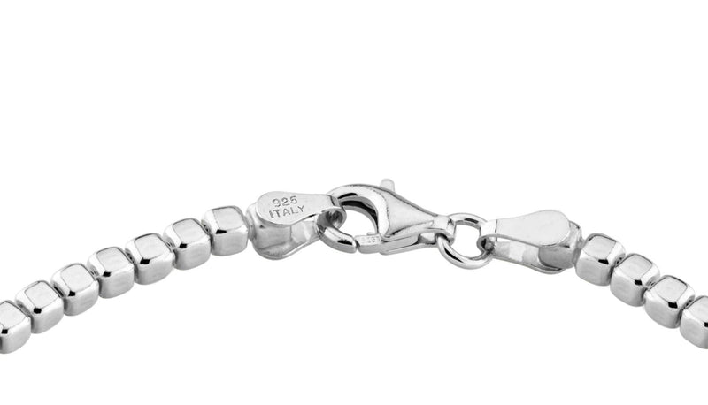 Miabella 925 Sterling Silver Organic Cube Bead Chain Bracelet for Women Men, Handmade in Italy Length 7 Inches (women's average length) - BeesActive Australia