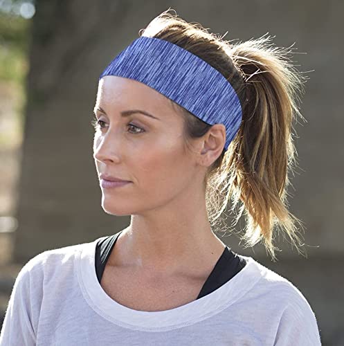 Bondi Band Headbands for Women, 4 Inch Tapered Running Headbands That Stay In Place, Absorbent, Moisture Wicking, Colorful Static Print Royal - BeesActive Australia