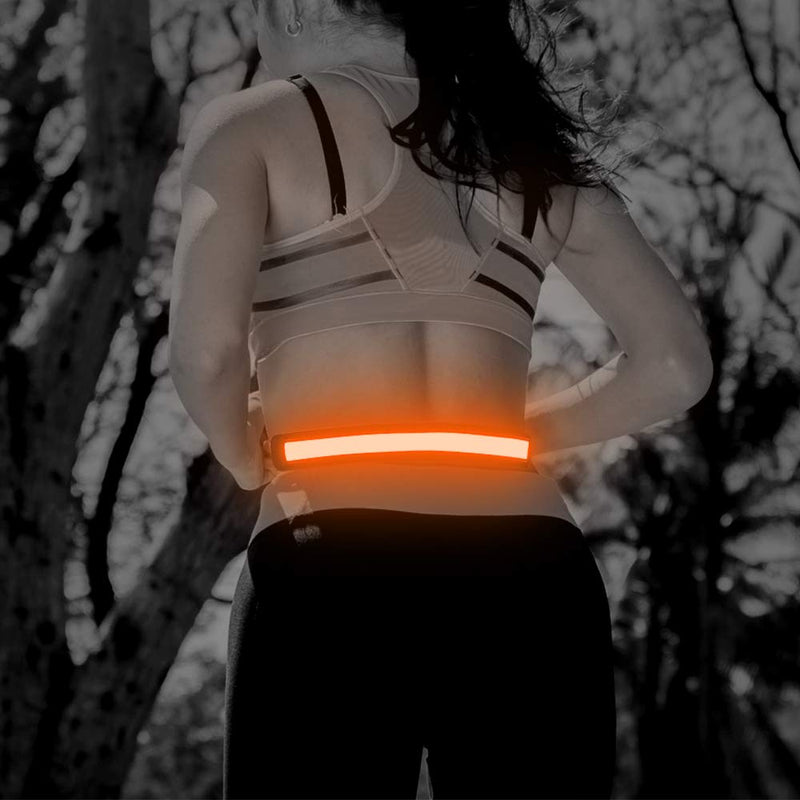 Illumifun Elastic LED Running Belt - USB Rechargeable - Glowing LED Waistband, High Visibility Waist Light, Light Up Safety Gear for Running, Cycling, Camping, Walking, etc Orange - BeesActive Australia