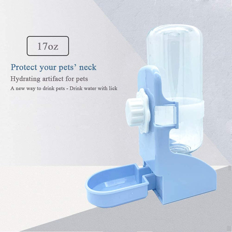 Mcgogo Rabbit Water Bottle, Guinea Pig Water Bottle,17oz Hanging Fountain Automatic Dispenser No Drip Water Bowl for cage Blue - BeesActive Australia