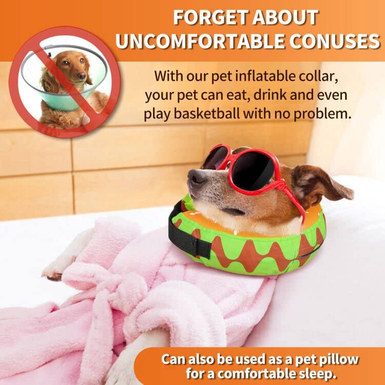 Protective Inflatable Dog Recovery Cone Collar for Smal Medium Large Dog, Soft E-Collar Dog Donut Cone Alternative After Surgery for Dogs Cats S(Neck 7.8''-10.2'') - BeesActive Australia
