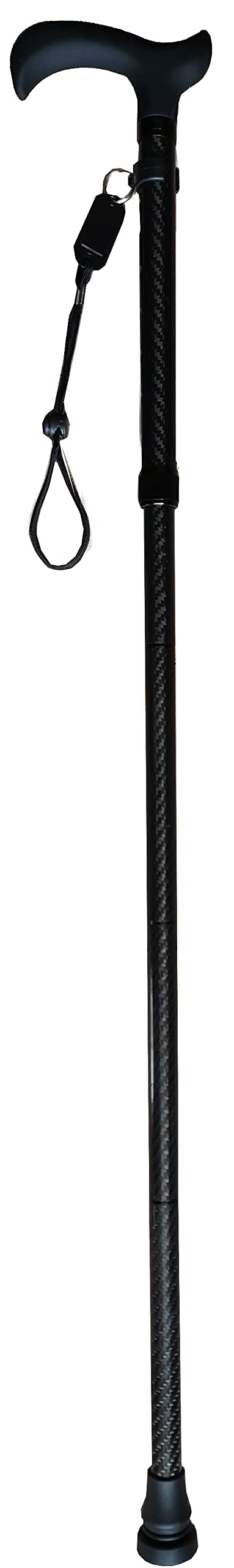 Deluxe Carbon Fibre 4-Part Folding Adjustable Walking Stick Cane for Men, Ladies and Women with Soft Grip Handle - 33.5” to 37.5” - BeesActive Australia