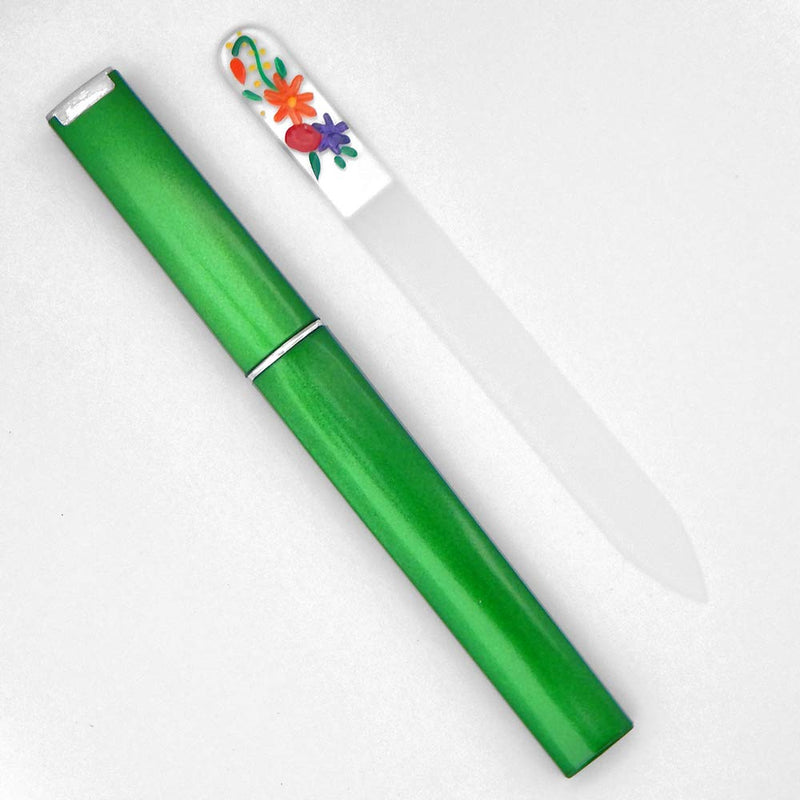 Garden Flower Hand Painted Genuine Czech Republic Crystal Nail File with Matching Acrylic Case - Medium - BeesActive Australia