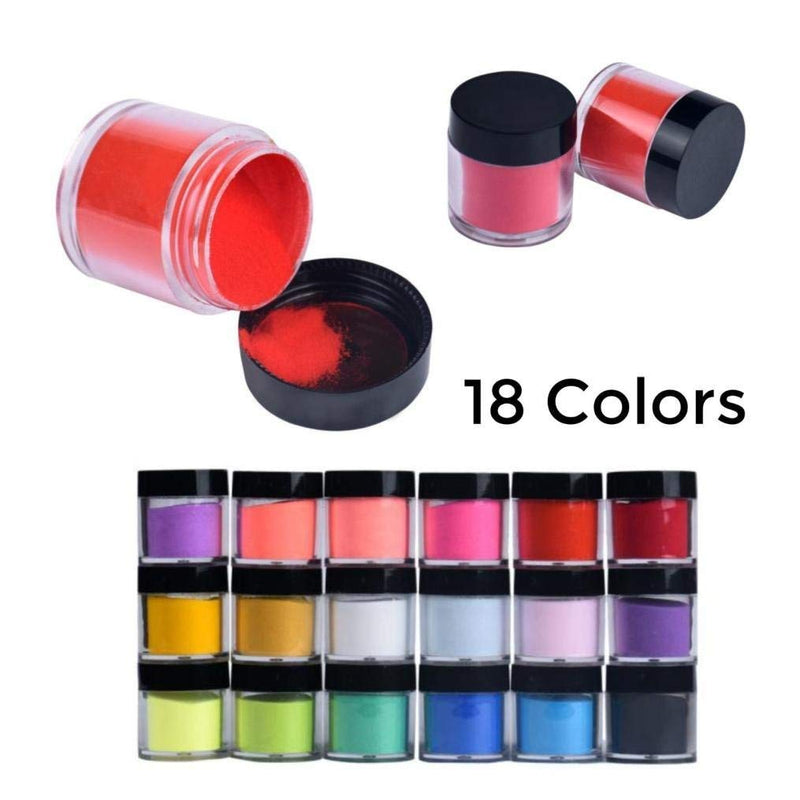 Acrylic Powder, MTMKQ 18 Colors Acrylic Nail Art Tips UV Gel Powder Dust Design Decoration 3D Manicure - BeesActive Australia