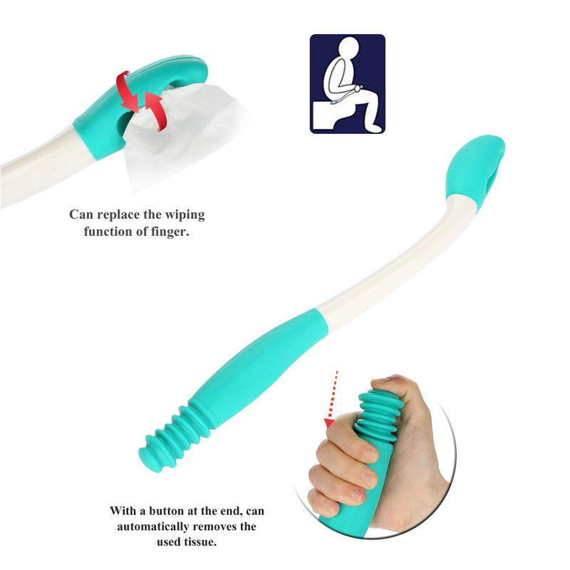 Self Wipe Toilet Tissue Aid Bottom Wiper Bathroom Buddy Wand Long Handle Reach 15.7" Seniors Disabled Toilet Tissue Aid - BeesActive Australia