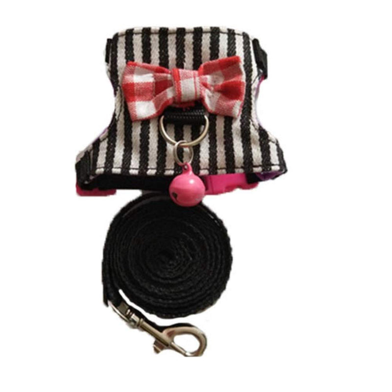 Small Animal Harness Vest and Leash Set Soft Mesh Small Pet Harness Hamster Rabbit Chest Back Outdoor Leash Traction Rope for Rabbit Ferret Guinea Pig Kitten Clothes Accessory S Black Stripe - BeesActive Australia