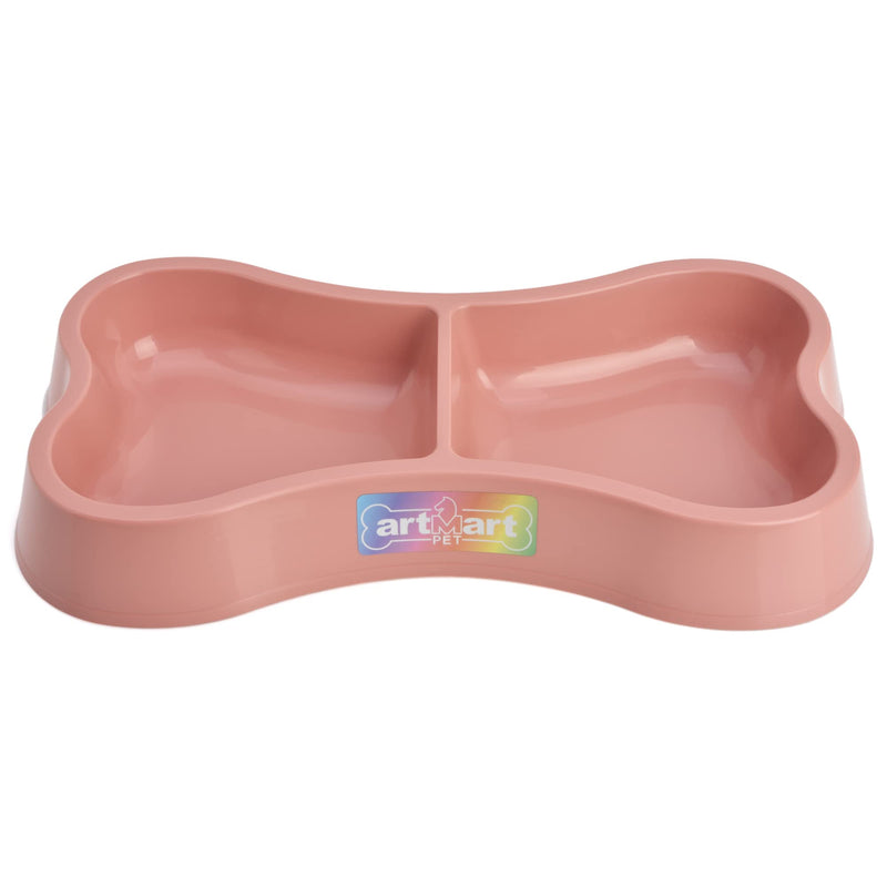 Set of 2 Lightweight Small Dog Puppy Cat Food and Water Bowls 6 oz Double Pink Plastic Portable Outdoor Travel Dish Indie Pink - BeesActive Australia