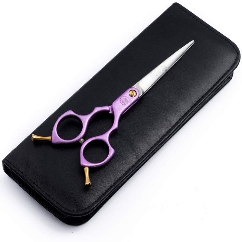 Moontay 6.0" Professional Curved Pet Grooming Scissor, Dog Cat Grooming Shear/Scissor with Ultra-Light Aeronautical Aluminum Handle, 440C Japanese Stainless Steel Grooming Scissor Purple 6.0" Straight Cutting Scissor - BeesActive Australia